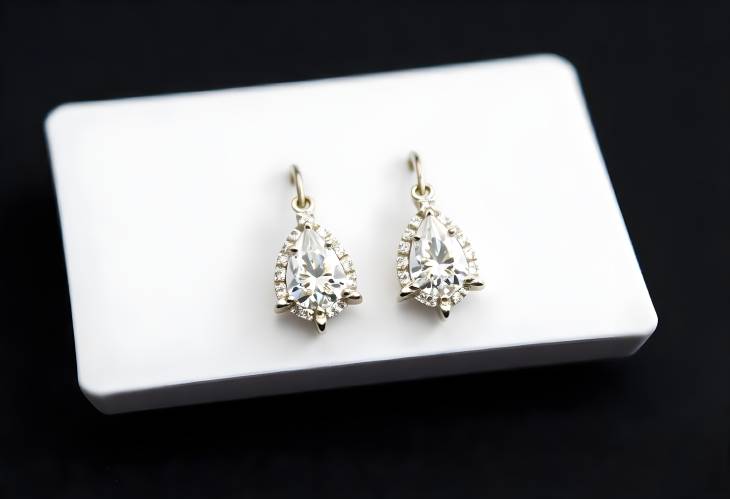 Stylish Step Size Diamond Earrings Group on White Background